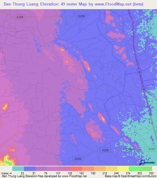 Ban Thung Luang,Thailand Elevation Map