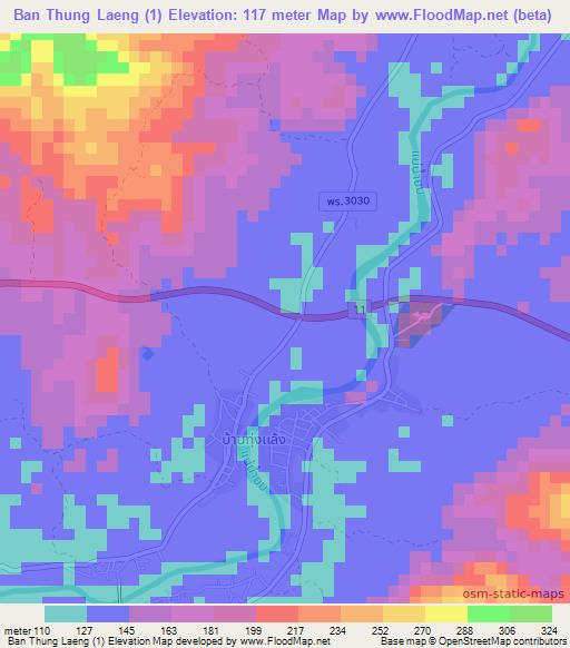 Ban Thung Laeng (1),Thailand Elevation Map