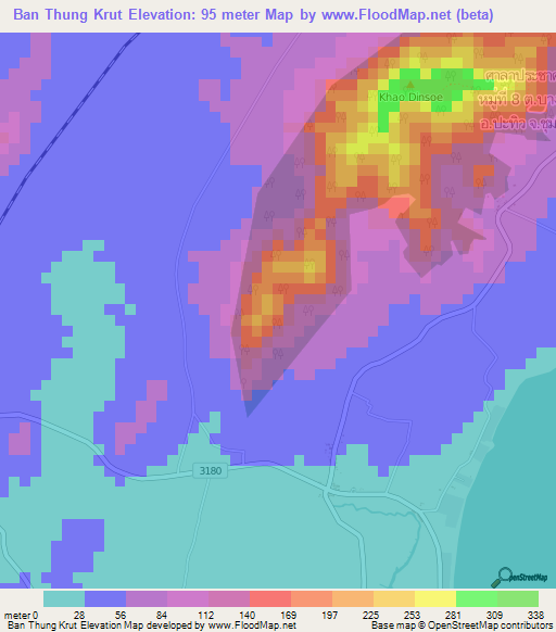 Ban Thung Krut,Thailand Elevation Map