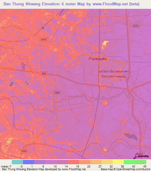 Ban Thung Khwang,Thailand Elevation Map