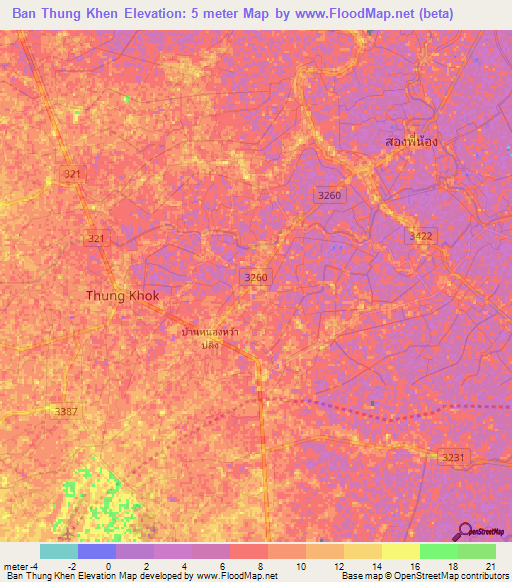 Ban Thung Khen,Thailand Elevation Map