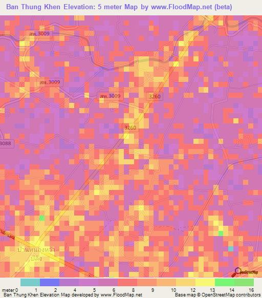 Ban Thung Khen,Thailand Elevation Map