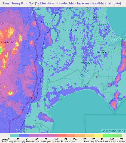 Ban Thung Kha Noi (1),Thailand Elevation Map