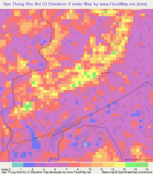 Ban Thung Kha Noi (1),Thailand Elevation Map