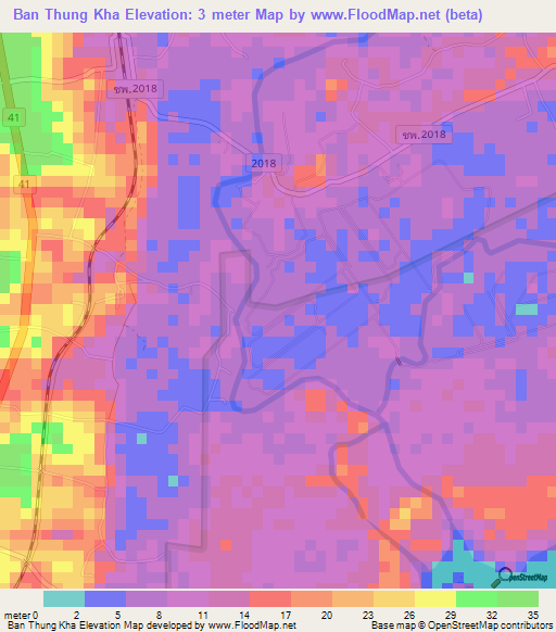 Ban Thung Kha,Thailand Elevation Map