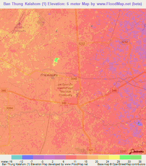 Ban Thung Kalahom (1),Thailand Elevation Map