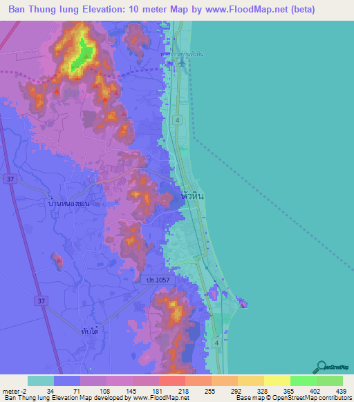 Ban Thung Iung,Thailand Elevation Map