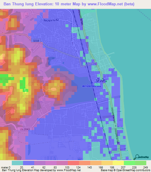 Ban Thung Iung,Thailand Elevation Map