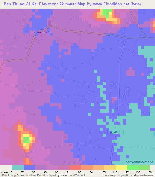 Ban Thung Ai Kai,Thailand Elevation Map
