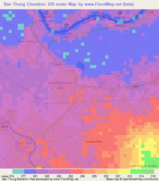 Ban Thung,Thailand Elevation Map