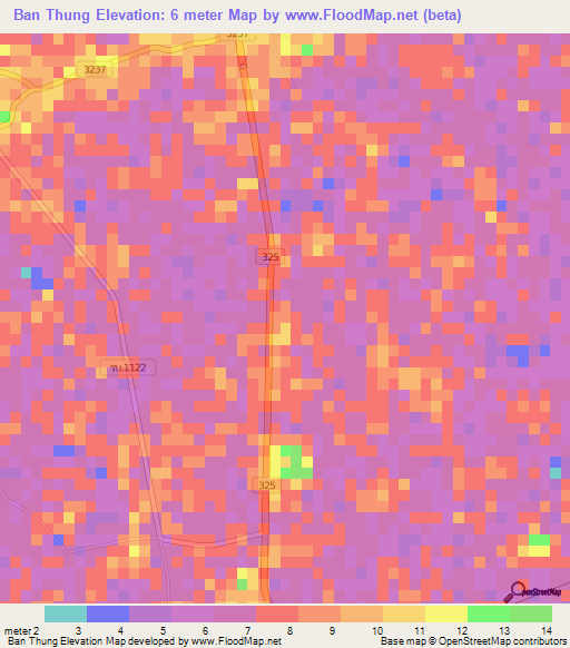 Ban Thung,Thailand Elevation Map