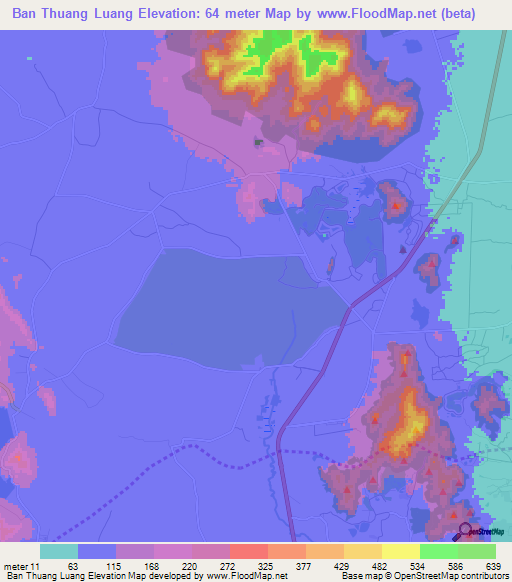 Ban Thuang Luang,Thailand Elevation Map