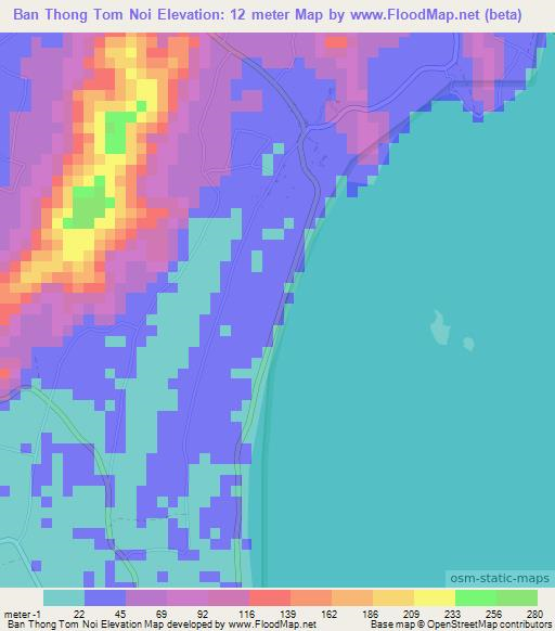 Ban Thong Tom Noi,Thailand Elevation Map