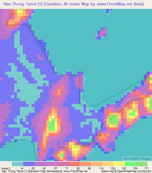 Ban Thong Tanot (1),Thailand Elevation Map
