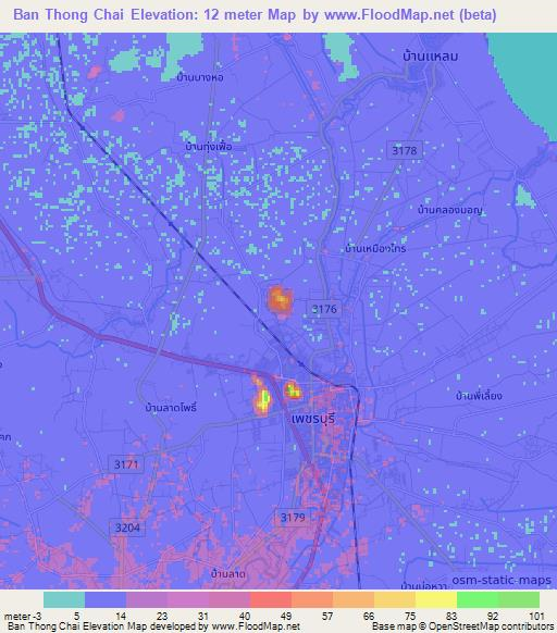 Ban Thong Chai,Thailand Elevation Map