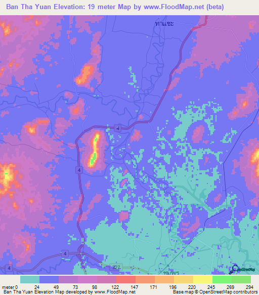 Ban Tha Yuan,Thailand Elevation Map