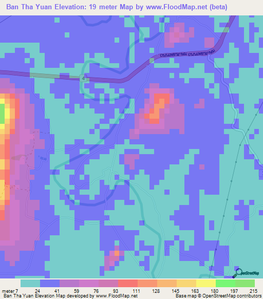 Ban Tha Yuan,Thailand Elevation Map