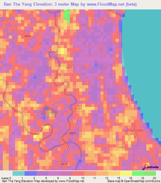 Ban Tha Yang,Thailand Elevation Map