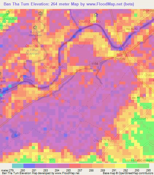 Ban Tha Tum,Thailand Elevation Map
