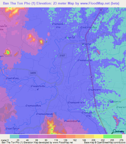 Ban Tha Ton Pho (1),Thailand Elevation Map