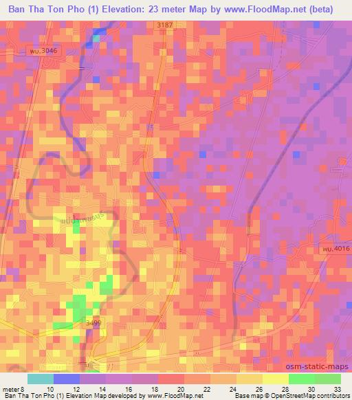 Ban Tha Ton Pho (1),Thailand Elevation Map