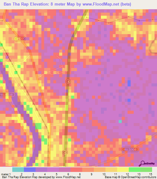 Ban Tha Rap,Thailand Elevation Map