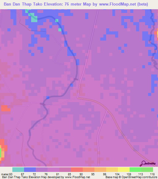Ban Dan Thap Tako,Thailand Elevation Map