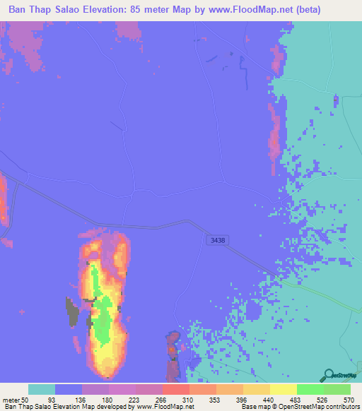 Ban Thap Salao,Thailand Elevation Map