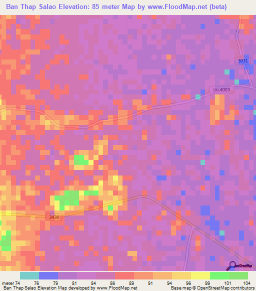 Ban Thap Salao,Thailand Elevation Map