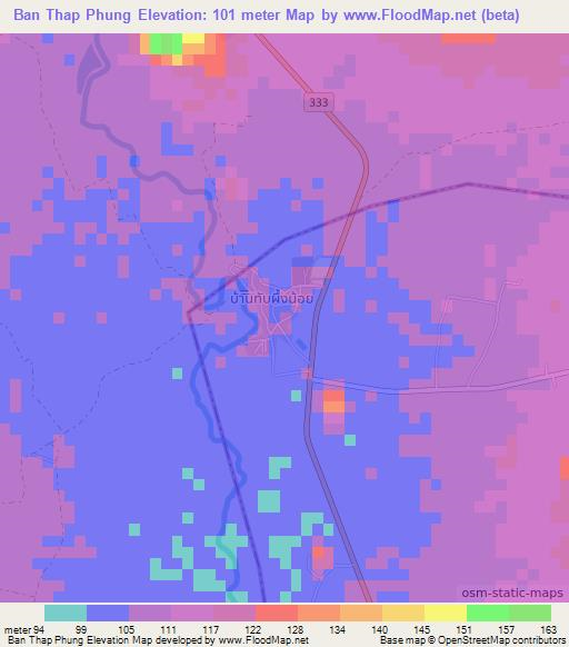 Ban Thap Phung,Thailand Elevation Map