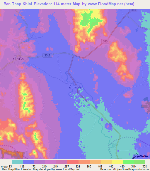 Ban Thap Khlai,Thailand Elevation Map