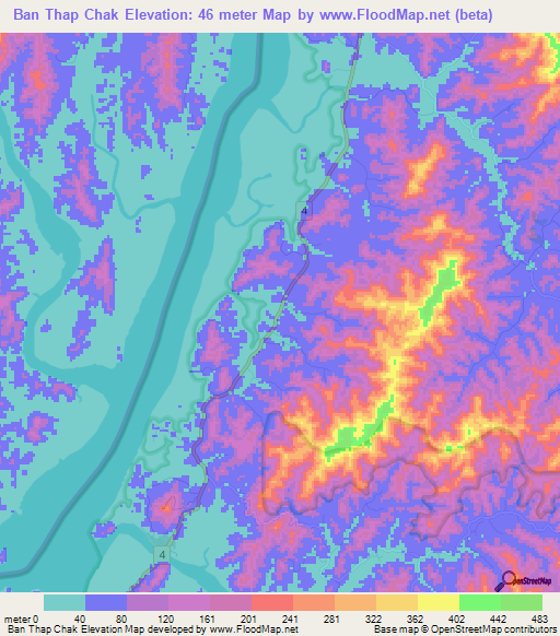 Ban Thap Chak,Thailand Elevation Map