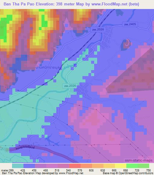 Ban Tha Pa Pao,Thailand Elevation Map