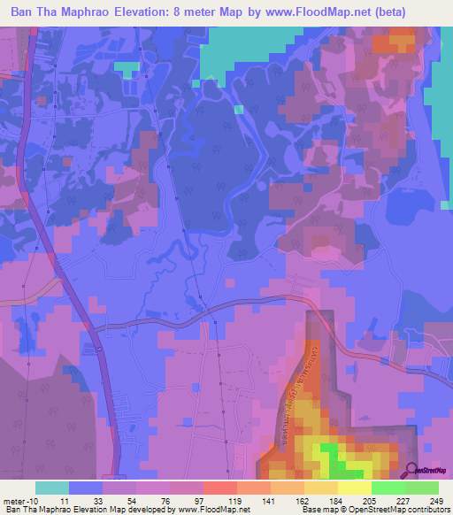 Ban Tha Maphrao,Thailand Elevation Map