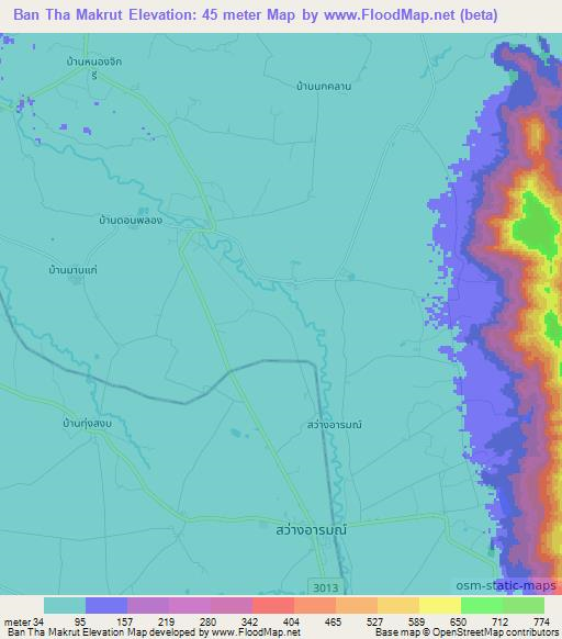Ban Tha Makrut,Thailand Elevation Map