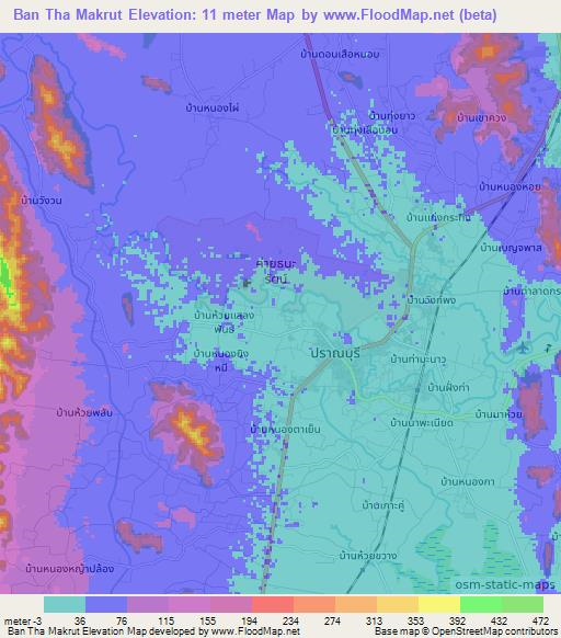 Ban Tha Makrut,Thailand Elevation Map