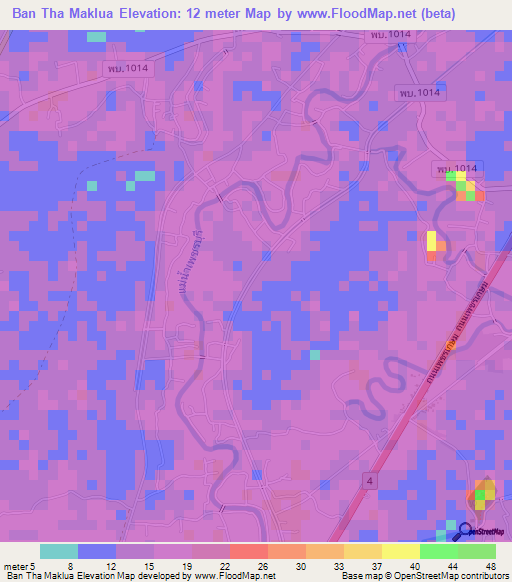 Ban Tha Maklua,Thailand Elevation Map
