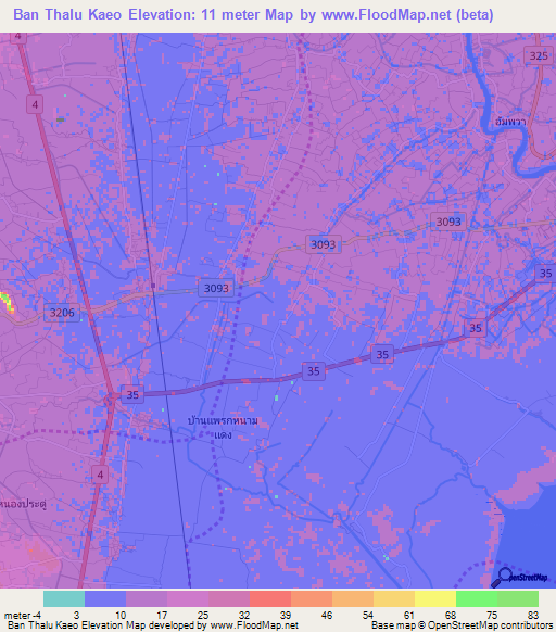 Ban Thalu Kaeo,Thailand Elevation Map