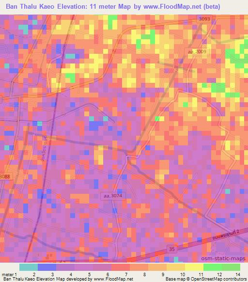 Ban Thalu Kaeo,Thailand Elevation Map