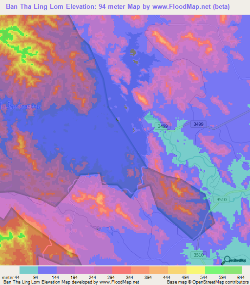 Ban Tha Ling Lom,Thailand Elevation Map
