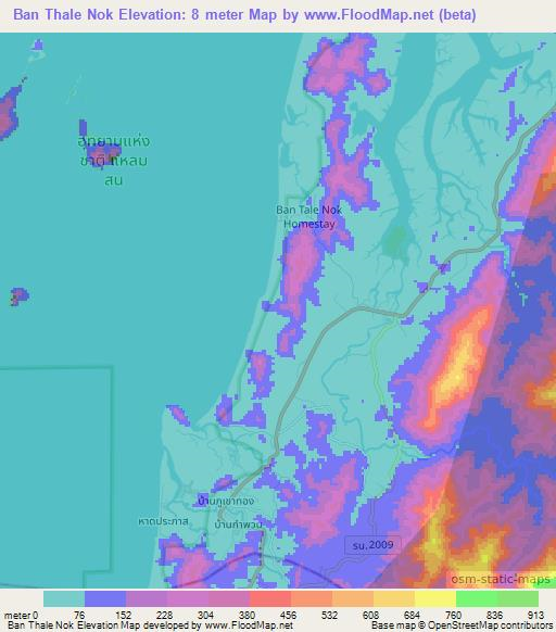 Ban Thale Nok,Thailand Elevation Map