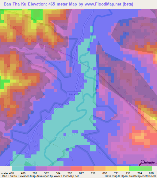 Ban Tha Ku,Thailand Elevation Map