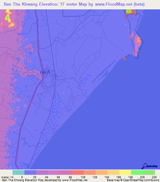Ban Tha Khwang,Thailand Elevation Map