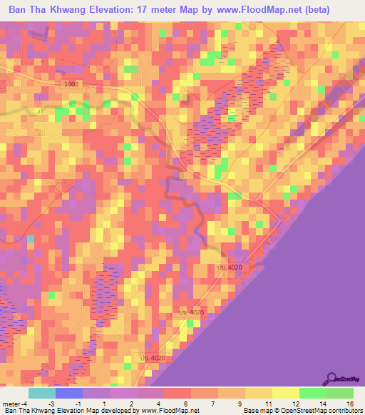 Ban Tha Khwang,Thailand Elevation Map