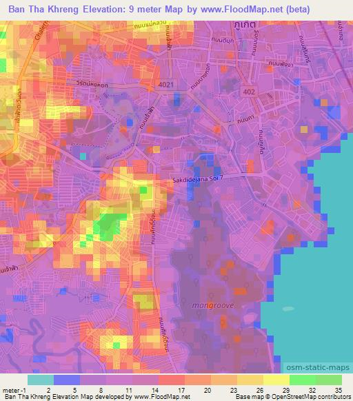 Ban Tha Khreng,Thailand Elevation Map