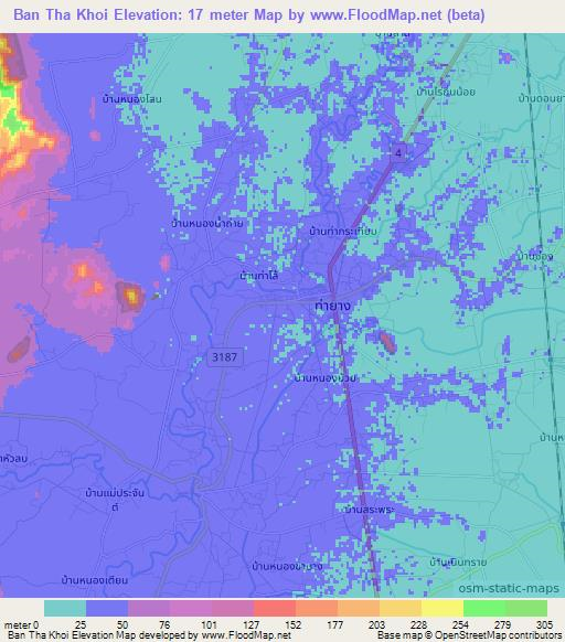 Ban Tha Khoi,Thailand Elevation Map