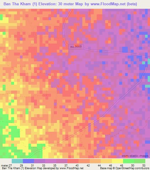 Ban Tha Kham (1),Thailand Elevation Map
