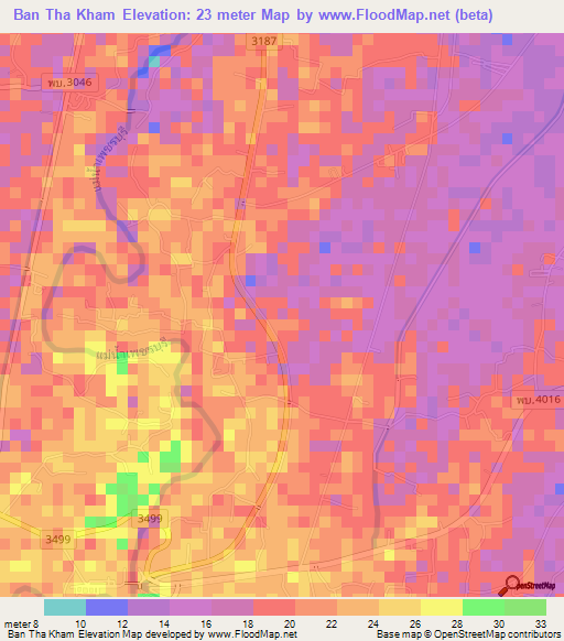 Ban Tha Kham,Thailand Elevation Map