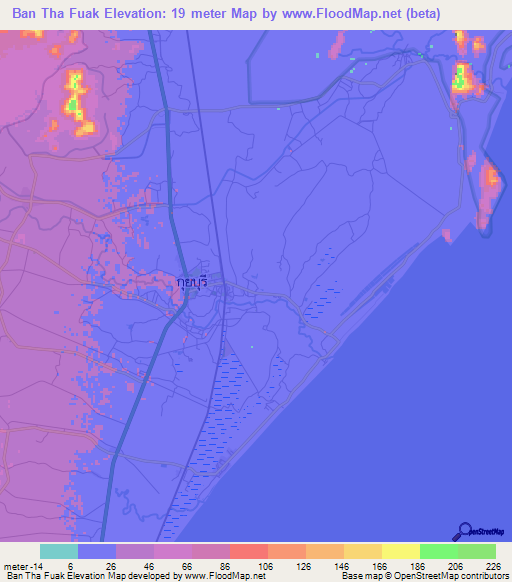 Ban Tha Fuak,Thailand Elevation Map