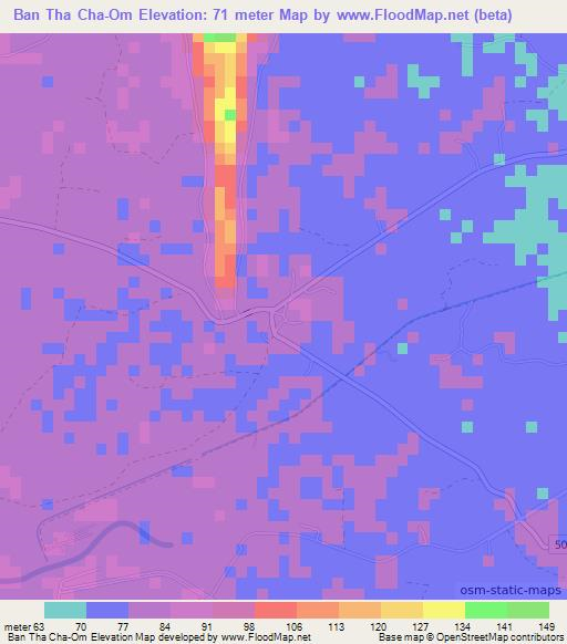 Ban Tha Cha-Om,Thailand Elevation Map